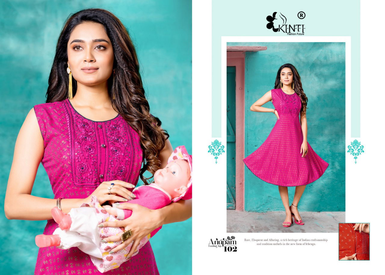 Kinti Anupam 101 Embroidery Heavy Rayon Daily Wear Kurti Collection